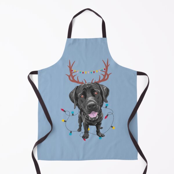 Item preview, Labrador Retriever with Reindeer Ears and Christmas Lights designed and sold by SeasonalDogs.