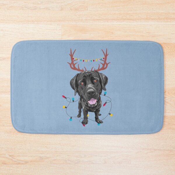 Item preview, Labrador Retriever with Reindeer Ears and Christmas Lights designed and sold by SeasonalDogs.