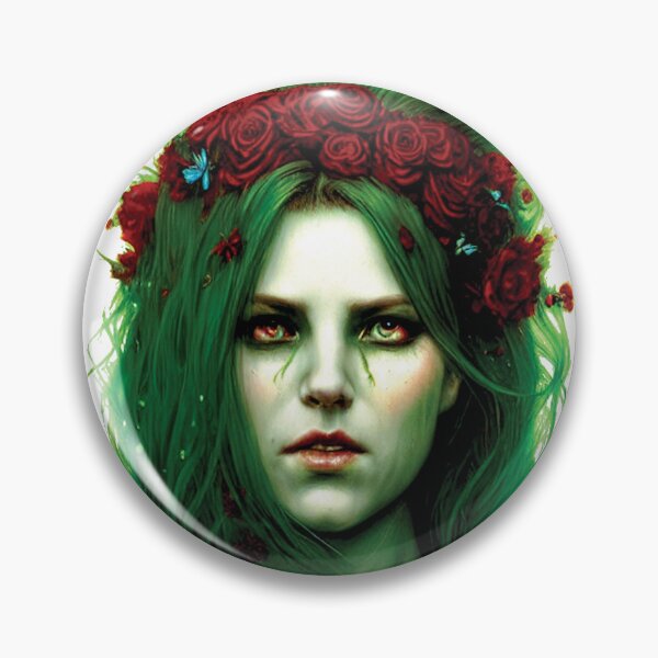 Item preview, girl with green hair and red roses AI designed and sold by SBlagojevic.