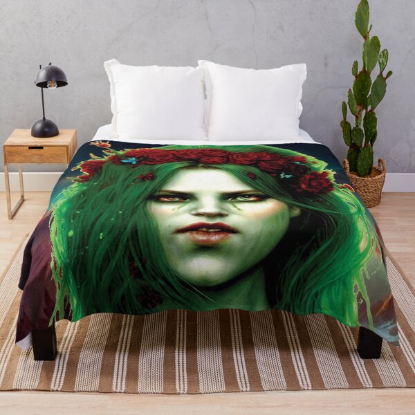 Item preview, girl with green hair and red roses AI designed and sold by SBlagojevic.