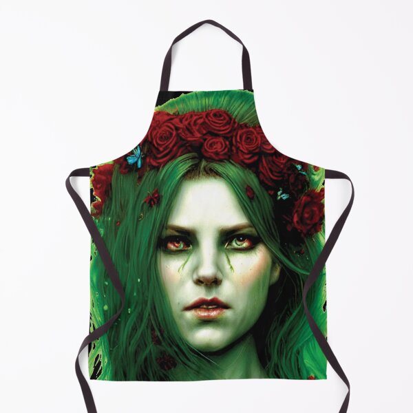 Item preview, girl with green hair and red roses AI designed and sold by SBlagojevic.