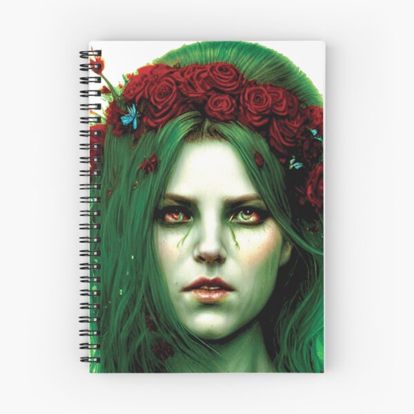 Item preview, girl with green hair and red roses AI designed and sold by SBlagojevic.