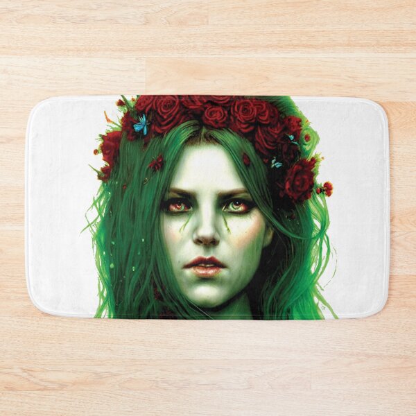 Item preview, girl with green hair and red roses AI designed and sold by SBlagojevic.