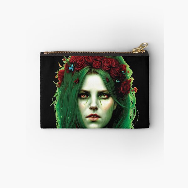Item preview, girl with green hair and red roses AI designed and sold by SBlagojevic.