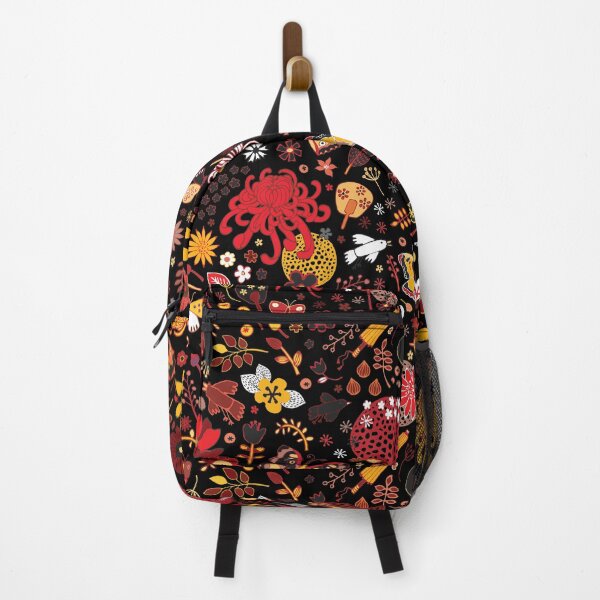 Item preview, Japanese Garden - Red, Gold and Rust on Black - exotic floral pattern by Cecca Designs designed and sold by Cecca-Designs.