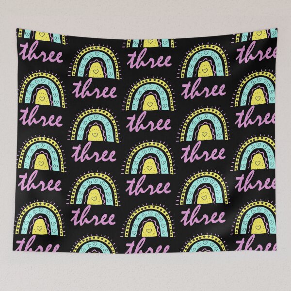 Item preview, Three Year old Third Birthday Cute Fun Doodle Boho Rainbow designed and sold by LadySaltwater.