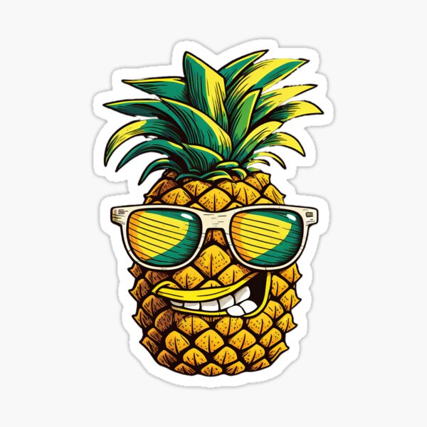 Cute pineapple hand drawn illustration on yellow background. Summer  colorful tropical fruit. Cutting Board by HOME VIBES