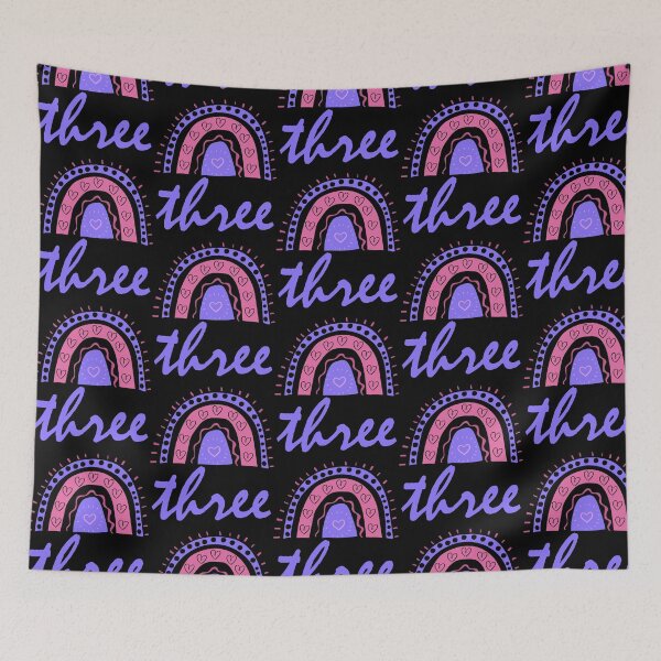 Item preview, Three Year old Third Birthday Cute Fun Doodle Boho Rainbow designed and sold by LadySaltwater.