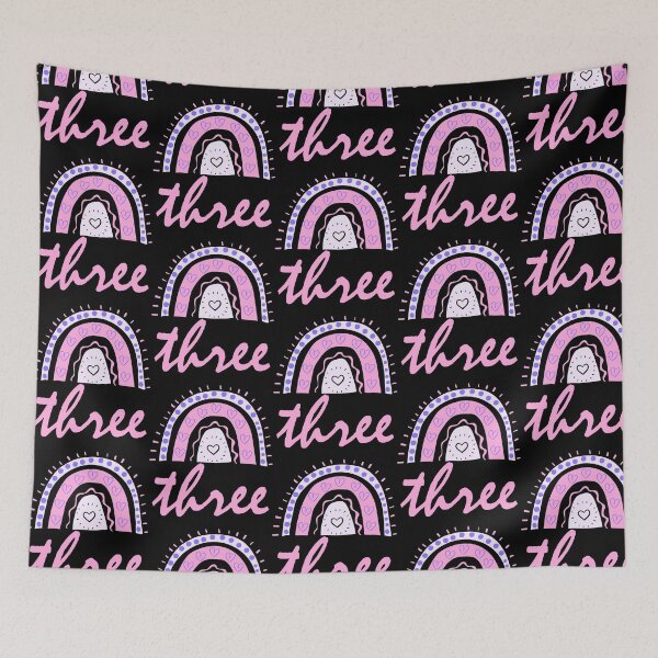 Item preview, Three Year old Third Birthday Cute Fun Doodle Boho Rainbow designed and sold by LadySaltwater.