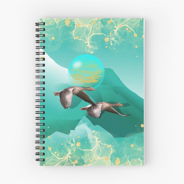 Item preview, A calming design of a pair of migrating geese using shades of teal and duck-egg blue designed and sold by ditzy-designs.