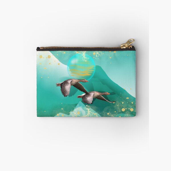 Item preview, A calming design of a pair of migrating geese using shades of teal and duck-egg blue designed and sold by ditzy-designs.