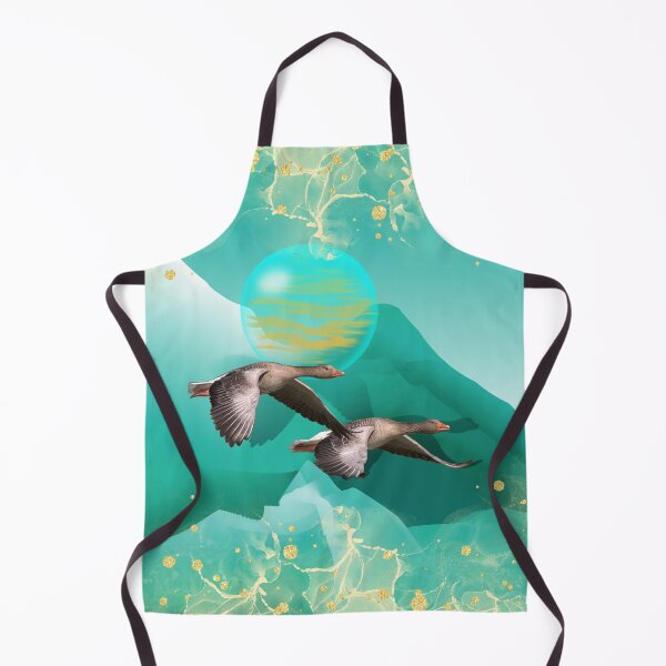 Item preview, A calming design of a pair of migrating geese using shades of teal and duck-egg blue designed and sold by ditzy-designs.