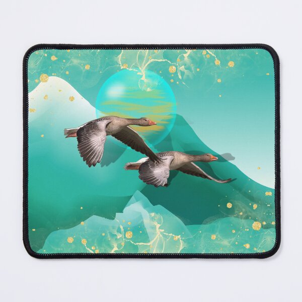 Item preview, A calming design of a pair of migrating geese using shades of teal and duck-egg blue designed and sold by ditzy-designs.