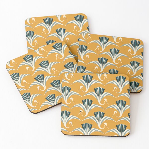 Item preview, Art Deco Crane - yellow background designed and sold by pakanta.