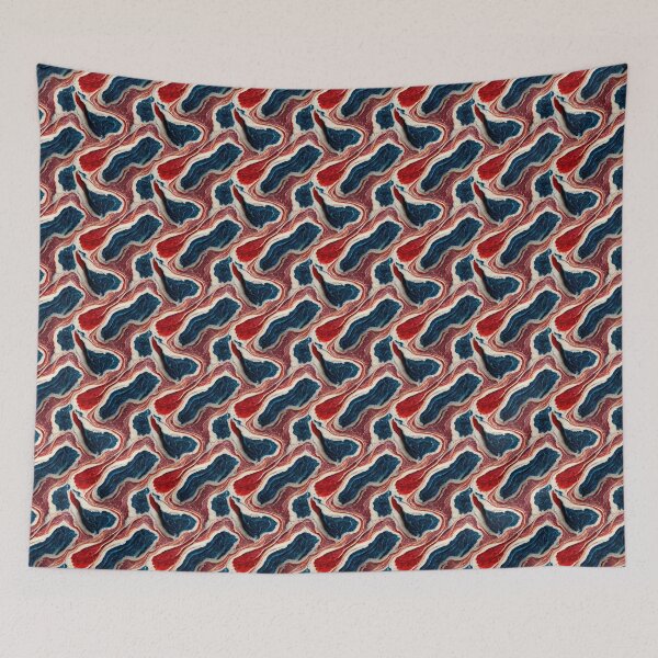 Item preview, Blue, red and white marble pattern, Intricate marbling pattern designed and sold by TreasuryOE.