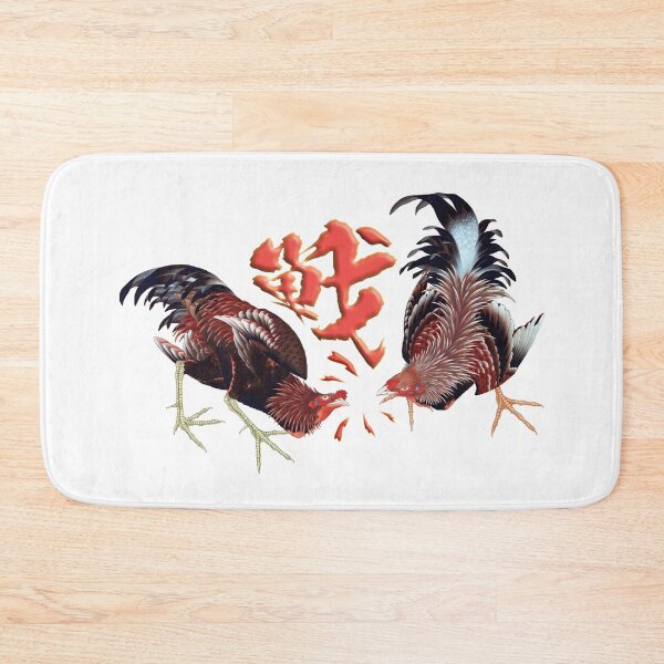 Item preview, Fighting roosters and the word "fight" between them in Japanese designed and sold by portokalis.