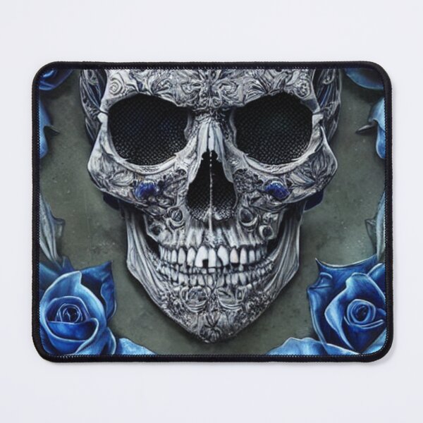 Item preview, Victorian Ghotic Floral Skull, skull with floral, blue roses designed and sold by ValleyDream.