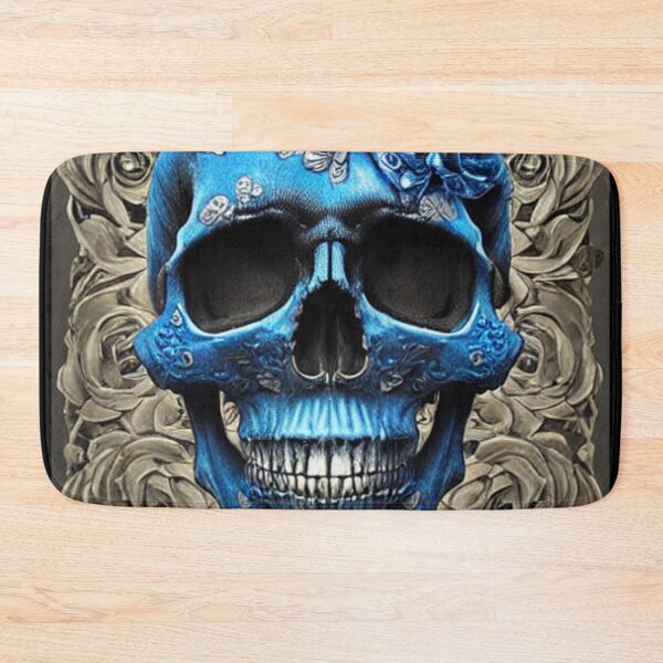 Item preview, Victorian Ghotic Floral Skull, skull with floral, blue roses designed and sold by ValleyDream.