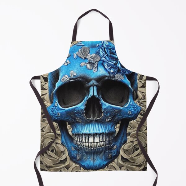 Item preview, Victorian Ghotic Floral Skull, skull with floral, blue roses designed and sold by ValleyDream.