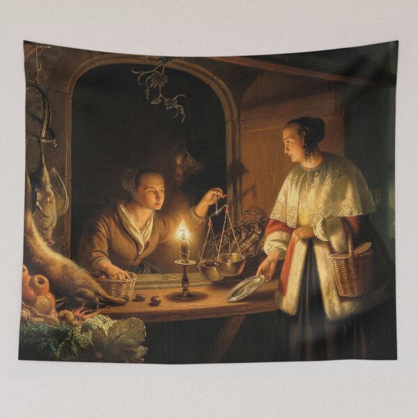 Item preview, A Night Market | Henri de Braekeleer | 1870 Belgian Art designed and sold by CJET.
