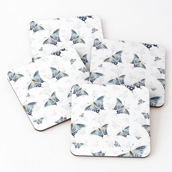 Item preview, Blue butterfly a cute ornate pattern watercolor designed and sold by Yana Mustafina | Boho Soulful Designs.