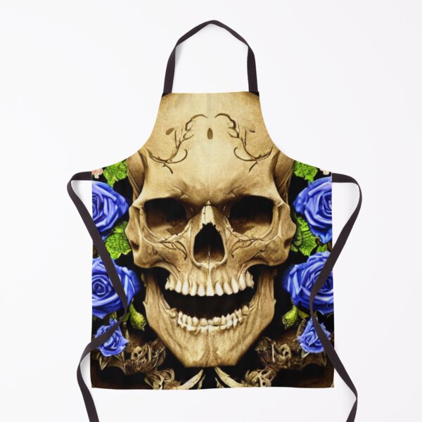 Item preview, Victorian Ghotic Floral Skull, skull with floral, blue roses designed and sold by ValleyDream.
