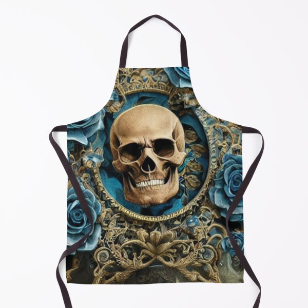 Item preview, Victorian Ghotic Floral Skull, skull with floral, blue roses designed and sold by ValleyDream.