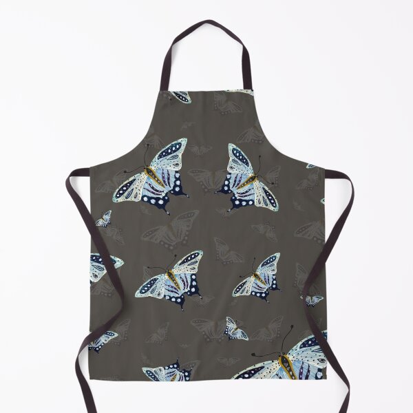 Item preview, Blue butterfly pattern watercolor on grey background designed and sold by Yana Mustafina | Boho Soulful Designs.
