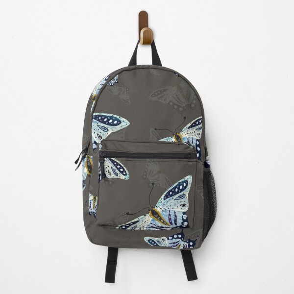 Item preview, Blue butterfly pattern watercolor on grey background designed and sold by Yana Mustafina | Boho Soulful Designs.