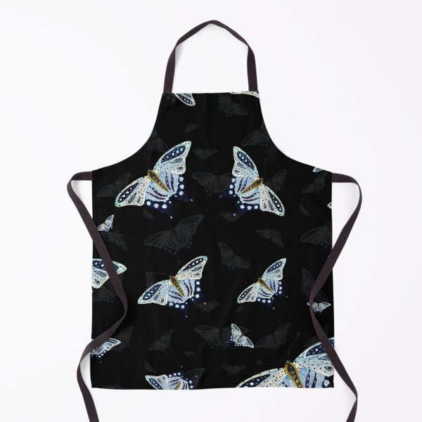 Item preview, Blue butterfly pattern watercolor on black background designed and sold by Yana Mustafina | Boho Soulful Designs.
