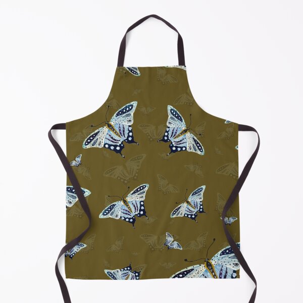 Item preview, Blue butterfly pattern watercolor on green background designed and sold by Yana Mustafina | Boho Soulful Designs.