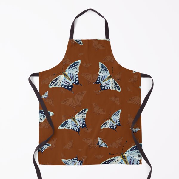 Item preview, Blue butterfly pattern watercolor on brown background designed and sold by Yana Mustafina | Boho Soulful Designs.
