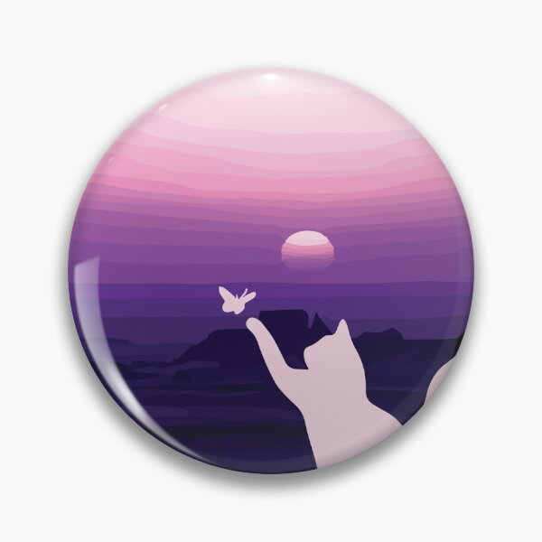 Item preview, violet sunset cat holding a butterfly designed and sold by thebadrandoms.