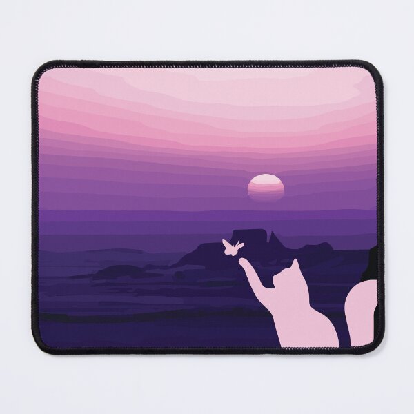 Item preview, violet sunset cat holding a butterfly designed and sold by thebadrandoms.