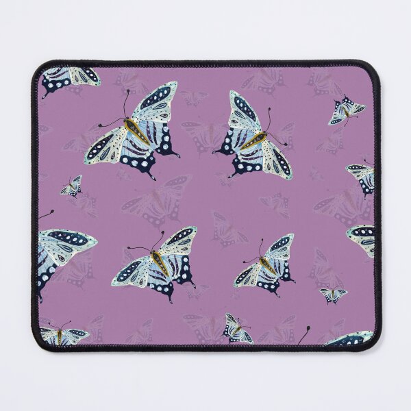 Item preview, Blue butterfly pattern watercolor on purple background designed and sold by Yana Mustafina | Boho Soulful Designs.