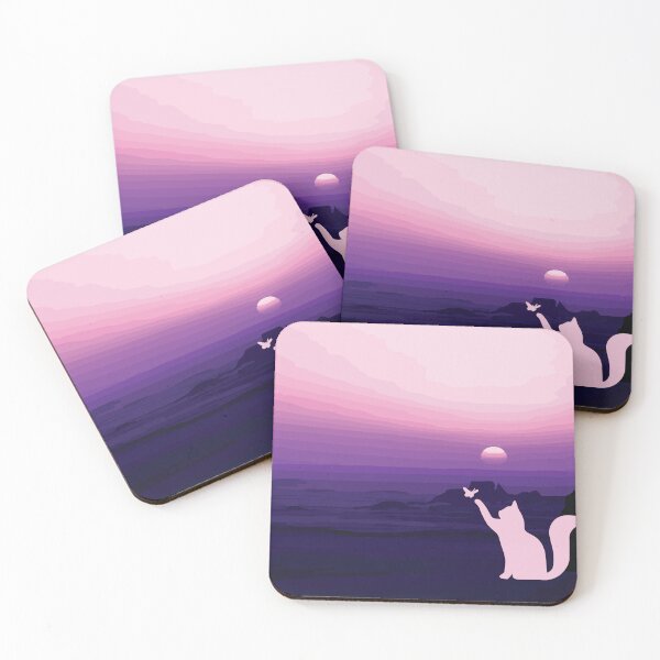 Item preview, violet sunset cat holding a butterfly designed and sold by thebadrandoms.
