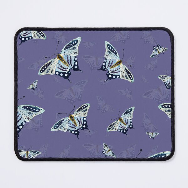 Item preview, Blue butterfly pattern watercolor on violet background designed and sold by Yana Mustafina | Boho Soulful Designs.