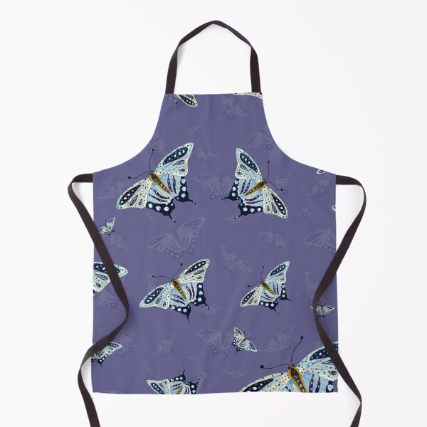 Item preview, Blue butterfly pattern watercolor on violet background designed and sold by Yana Mustafina | Boho Soulful Designs.