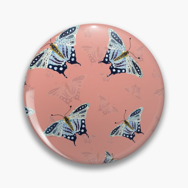 Artikelvorschau, Blue butterfly pattern watercolor on pink background entworfen und verkauft von Yana Mustafina | Boho Soulful Designs.