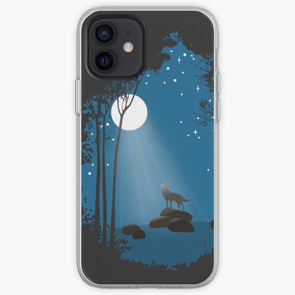 Wolf and the moon iPhone Soft Case