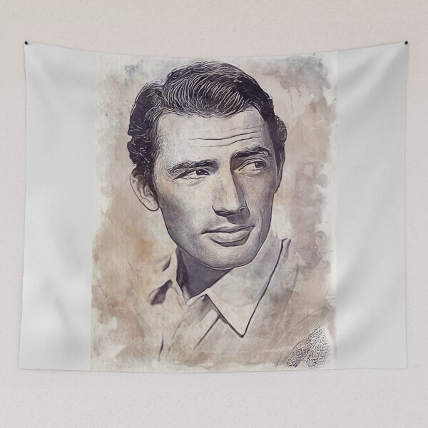 Item preview, Gregory Peck Art - watercolor vintage - D29 designed and sold by DecoVintage.