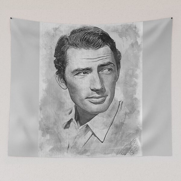Item preview, Gregory Peck Art - watercolor bw - D30 designed and sold by DecoVintage.