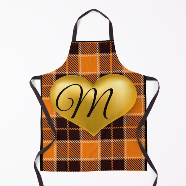 Item preview, Abstract Warm Plaid-Puff Gold Heart with Initial-M designed and sold by SunMoonBeyond.