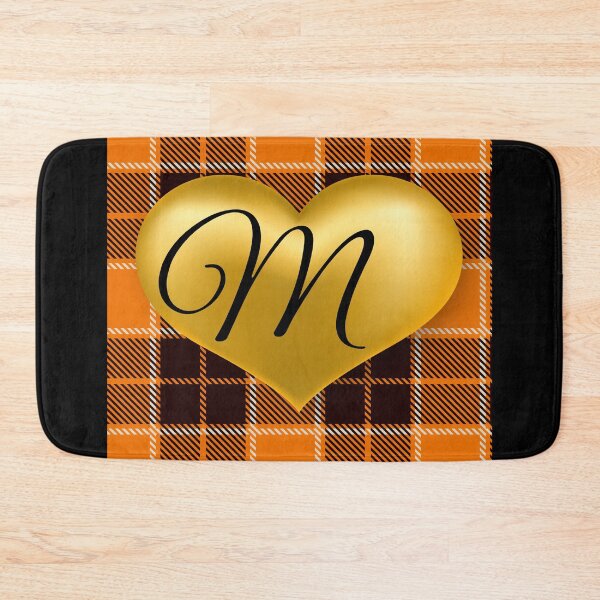 Item preview, Abstract Warm Plaid-Puff Gold Heart with Initial-M designed and sold by SunMoonBeyond.