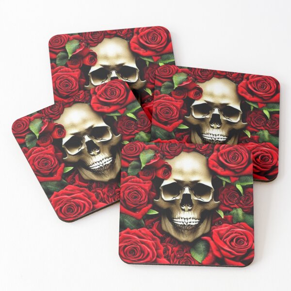 Item preview, Victorian Ghotic Floral Skull, skull with floral, red roses designed and sold by ValleyDream.