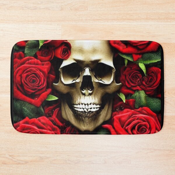 Item preview, Victorian Ghotic Floral Skull, skull with floral, red roses designed and sold by ValleyDream.