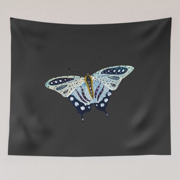 Item preview, Butterfly blue violet sketch a watercolor black designed and sold by Yana Mustafina | Boho Soulful Designs.