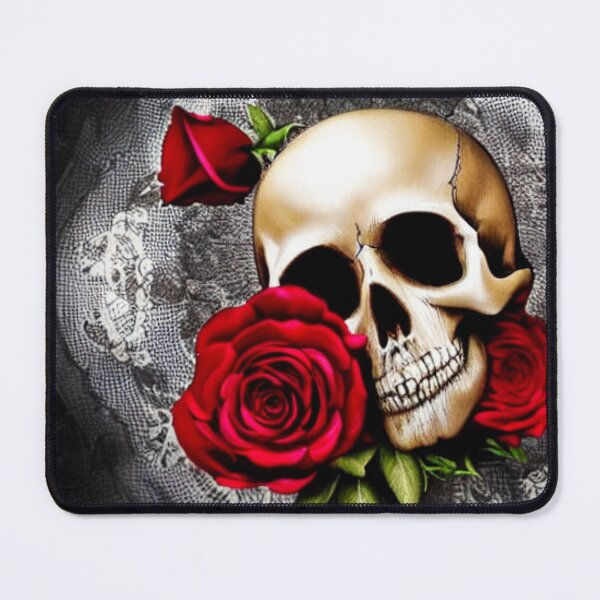 Item preview, Victorian Ghotic Floral Skull, skull with floral, red roses designed and sold by ValleyDream.