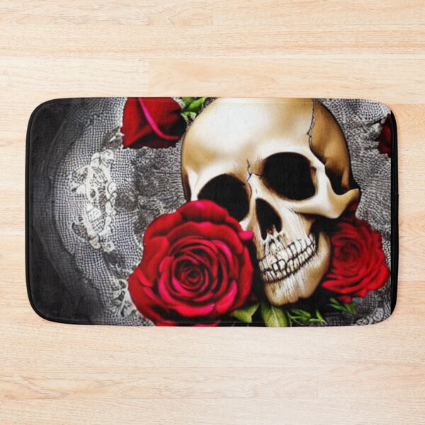 Item preview, Victorian Ghotic Floral Skull, skull with floral, red roses designed and sold by ValleyDream.