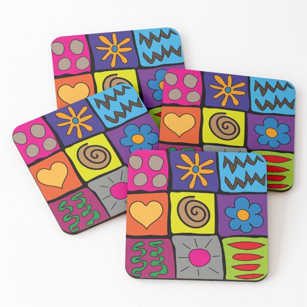 Item preview, Quadrados coloridos com desenhos diversos divertidos designed and sold by GirlaineSQ.
